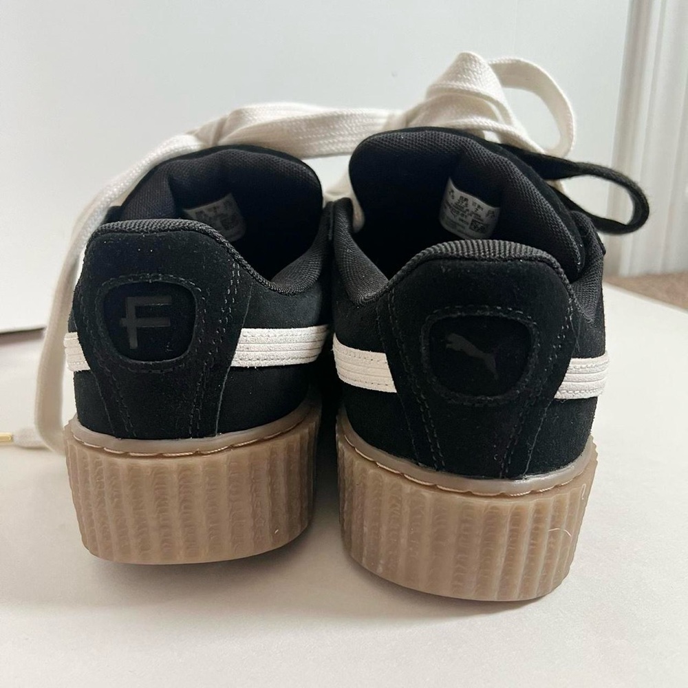 Fenty Puma Black Suede Platform Creeper Sneakers with Gum Sole - Picture 4 of 8